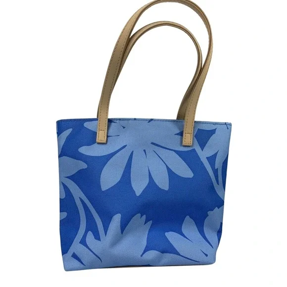 Estee Lauder Blue Floral Makeup Small Tote Bag Fully Lined 2005 7x8x3" - Picture 1 of 7